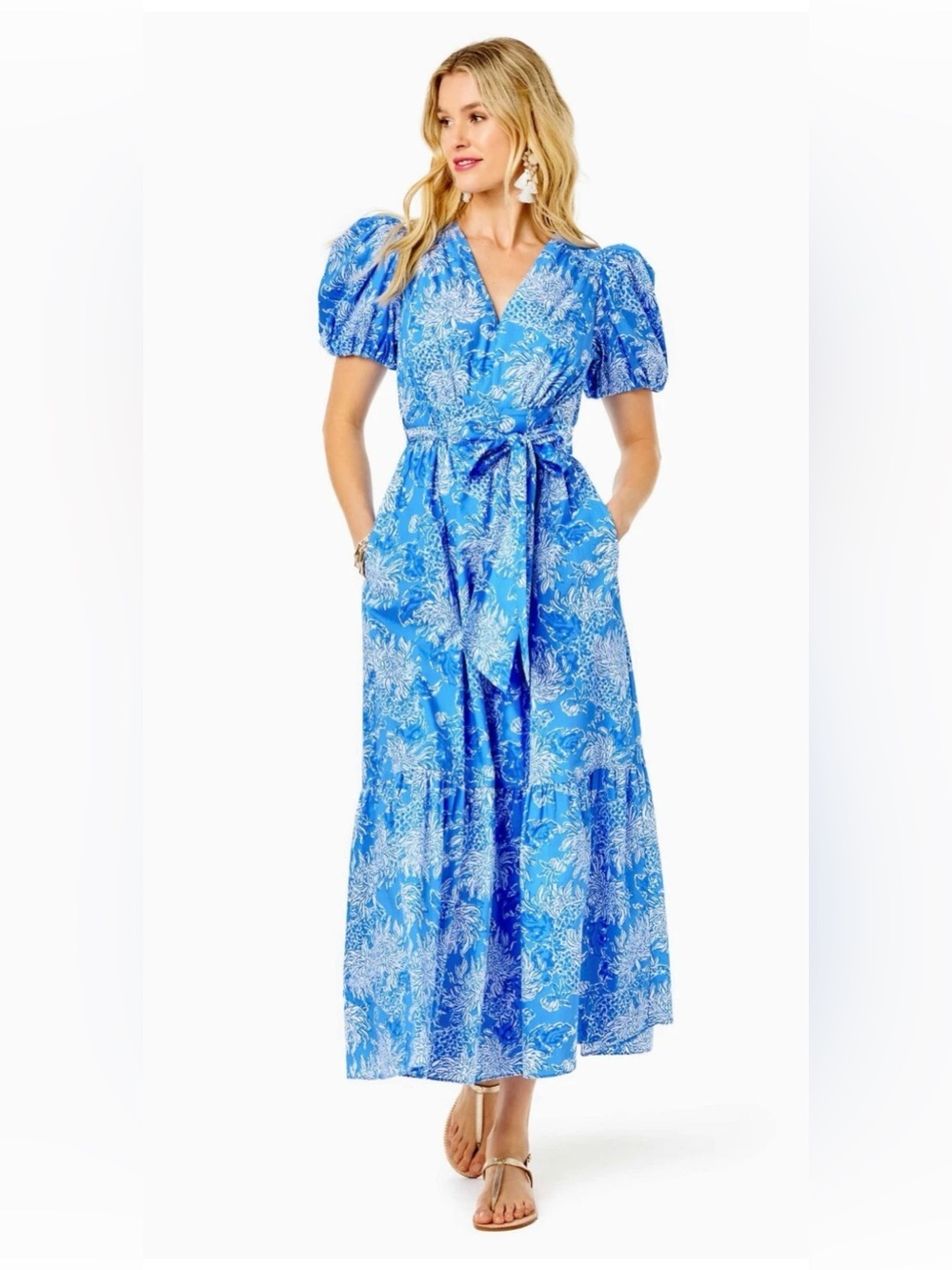 Lilly Pulitzer Ezralyn Puff Sleeve Maxi Dress size 10